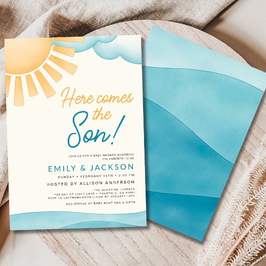 Invitation Mignonne Voici le Fils Baby Boy Shower