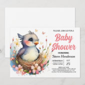 Invitation Mignonne Whimsical dans le Baby shower d'oiseaux d (Devant / Derrière)