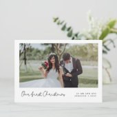 Invitation Mignonne Whimsical Notre première photo de Noël (Debout devant)