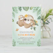 Invitation Mignonnes fentes bébé maman Baby shower vert tropi (Debout devant)