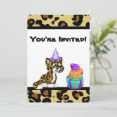 Invitation Mignonnes filles Poster de animal Leopard Annivers (Debout devant)