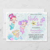 Invitation Mignonnes sous la mer fête d'anniversaire (Devant)