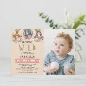 Invitation Mignonnons-nous Wild Pink Jungle 1er Anniversaire  (Debout devant)