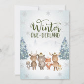 Invitation Mignons animaux de bois d'hiver Onederland d'hiver (Dos)