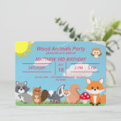 Invitation Mignons animaux de bois Jaune soleil (Debout devant)