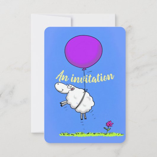 Invitation Mignons brebis avec baby shower en ballons (Dos)