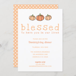 Invitation Mignons Citrouilles Béni Pois Thanksgiving