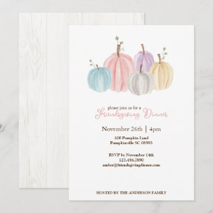 Invitation Mignons citrouilles pastel aquarelle Thanksgiving