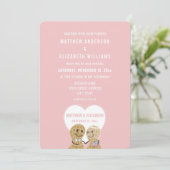 Invitation Mignons écureuils amoureux Mariage fiançailles ros (Debout devant)