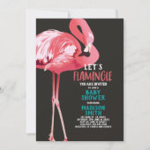 Invitation Mignons Flamants roses Tropical Flamingle Baby sho (Devant)
