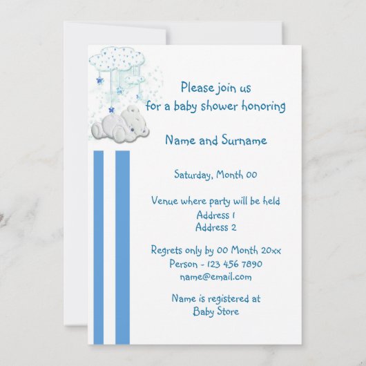 Invitation Mignons garçons baby showers (Dos)