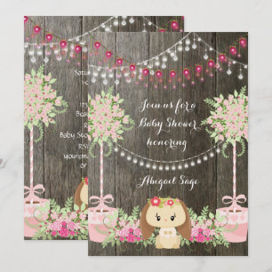 Invitation Mignons lapin et fleurs Rustique Baby shower Invit