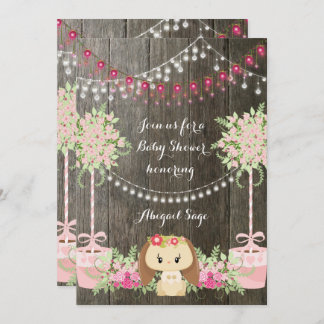 Invitation Mignons lapin et fleurs Rustique Baby shower Invit