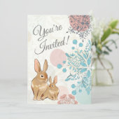 Invitation Mignons lapins lapins et fleurs Baby shower de pri (Debout devant)