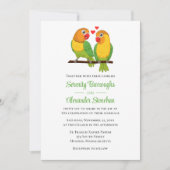 Invitation Mignons Lovebirds Lovebirds Jaune Green Mariage (Devant)