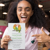 Invitation Mignons Lovebirds Lovebirds Jaune Green Mariage