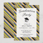 Invitation Mignons motifs aztèques gris jaune orange (Devant / Derrière)