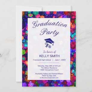 Invitation Mignons motifs de cosmos en spirale colorés