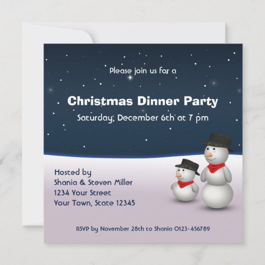 Invitation Mignons neigeurs avec sapin de Noël (Dos)