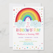 Invitation Mignons nuages arc-en-ciel Premier anniversaire (Devant)
