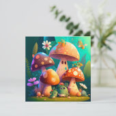 Invitation Mignons petits champignons verts adorables (Debout devant)