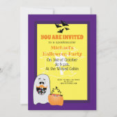 Invitation migre Halloween Ghost citrouille violet motif (Devant)
