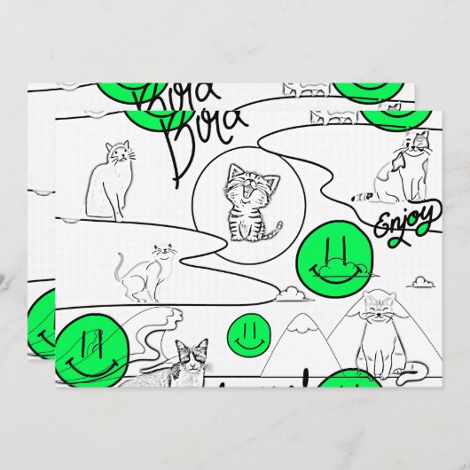 Invitation Mikitiez meow été fêter plage (Devant / Derrière)