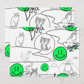 Invitation Mikitiez miaou party de chat d'été plage (Devant / Derrière)