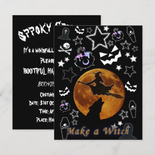 Invitation Mikitiez sorcière magicien halloween fullmoon