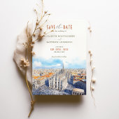 Invitation Milan Duomo Sauvegarder la date Aquarelle