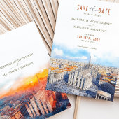 Invitation Milan Duomo Sauvegarder la date Aquarelle