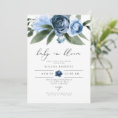 Invitation MILENA Baby shower de jardin Floral bleu Dusty (Debout devant)