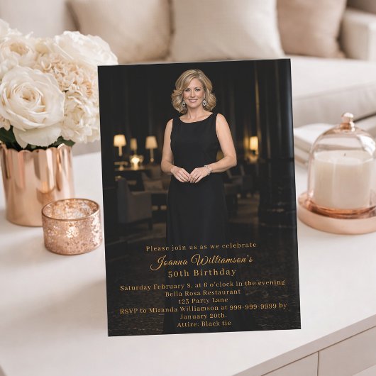 Invitation Milestone birthday photo elegant