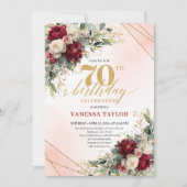 Invitation Milestone Gold Floral 70th Birthday Party Invites (Devant)