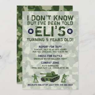 Invitation militaire de fête d'anniversaire