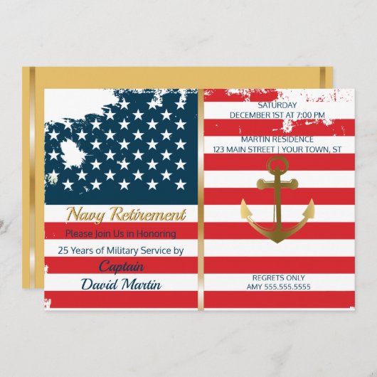 Invitation militaire de partie de retraite de (Devant / Derrière)