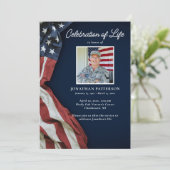 Invitation Militaire, Drapeau américain, Photo Funeral Progra (Debout devant)