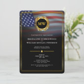 Invitation Militaire patriotique Américain Drapeau & Gold Fra (Debout devant)