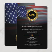 Invitation Militaire patriotique Américain Drapeau & Or Initi (Devant / Derrière)
