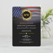 Invitation Militaire patriotique Américain Drapeau & Or Initi (Debout devant)