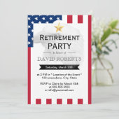 Invitation Militaire Retraite Gold Star Eagle & US Flag (Debout devant)