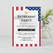 Invitation Militaire Retraite Gold Star Eagle & US Flag (Debout devant)