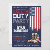 Invitation Militaire US Drapeau BLUE Déploiement Farewell Par (Devant)