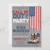 Invitation Militaire US Flag GRAY Déploiement Farewell Party (Devant)