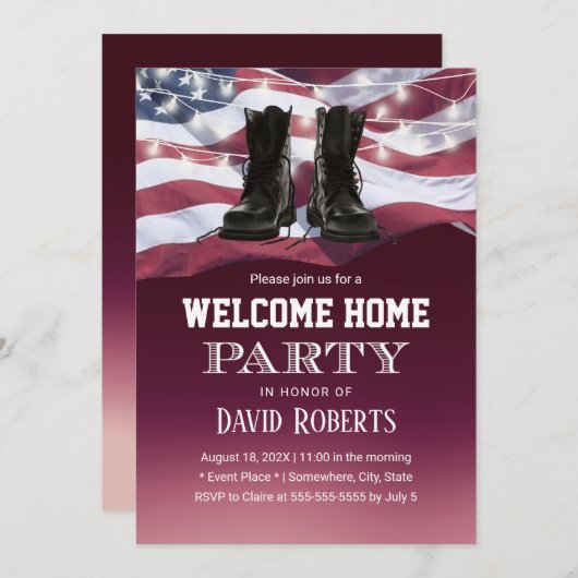 Invitation Militaire USA Drapeau Solide Accueil Bienvenue Acc (Devant / Derrière)