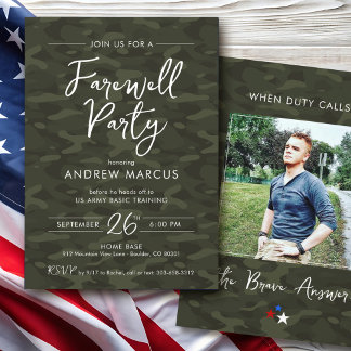 Invitation Military Camo Photo Farewell I Going Away Party