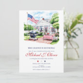 Invitation Military Retirement Patriotic Backyard Celebration (Debout devant)