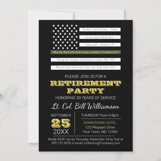 Invitation Military Scripture Flag Retirement Party (Devant)