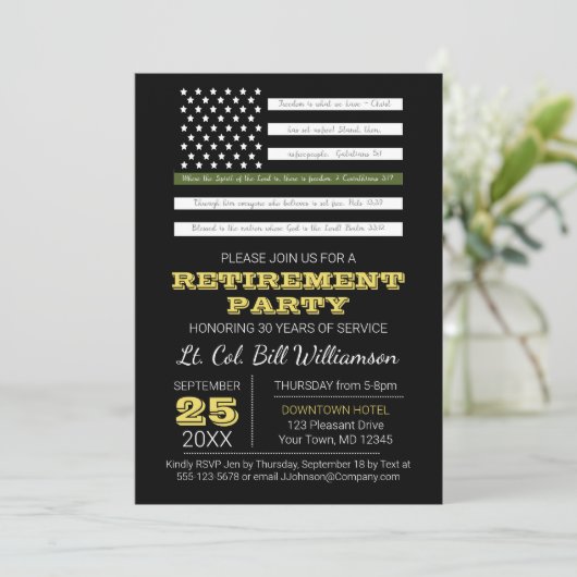 Invitation Military Scripture Flag Retirement Party (Debout devant)