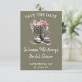 Invitation Military Themed Save the Date, Boots, Floral, Army (Debout devant)